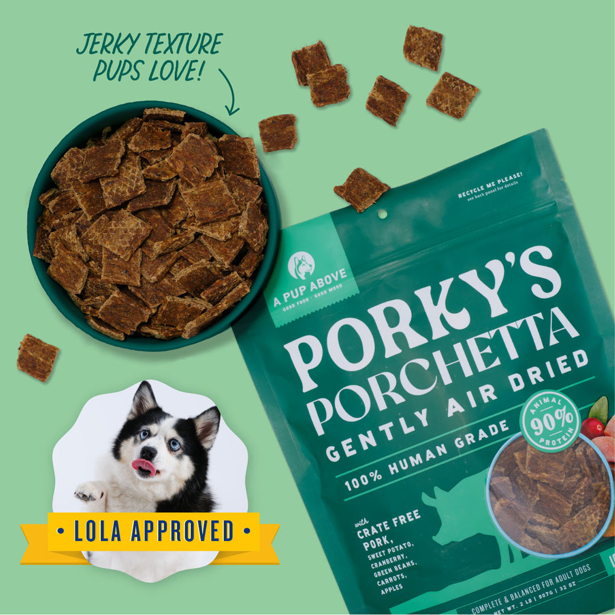 Porky's Porchetta: Human-Grade Air-Dried Pork Dog Food | A Pup Above