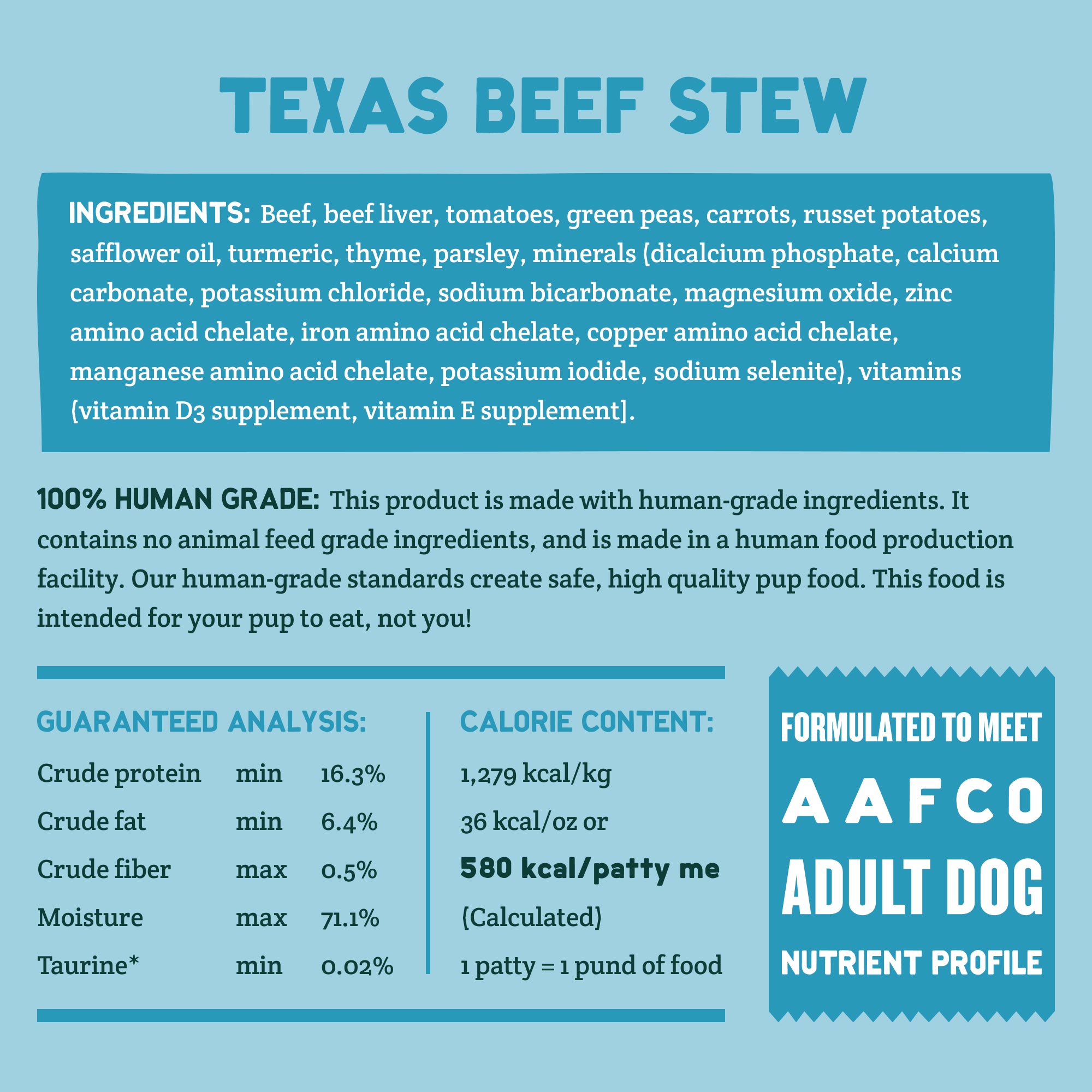 Texas Beef Stew 3LB Single Nutrition Facts