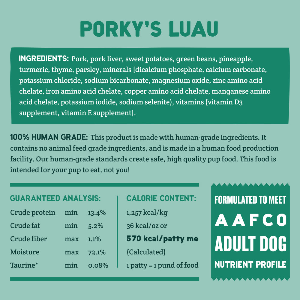 Porky's Luau 3LB Single Nutrition Facts