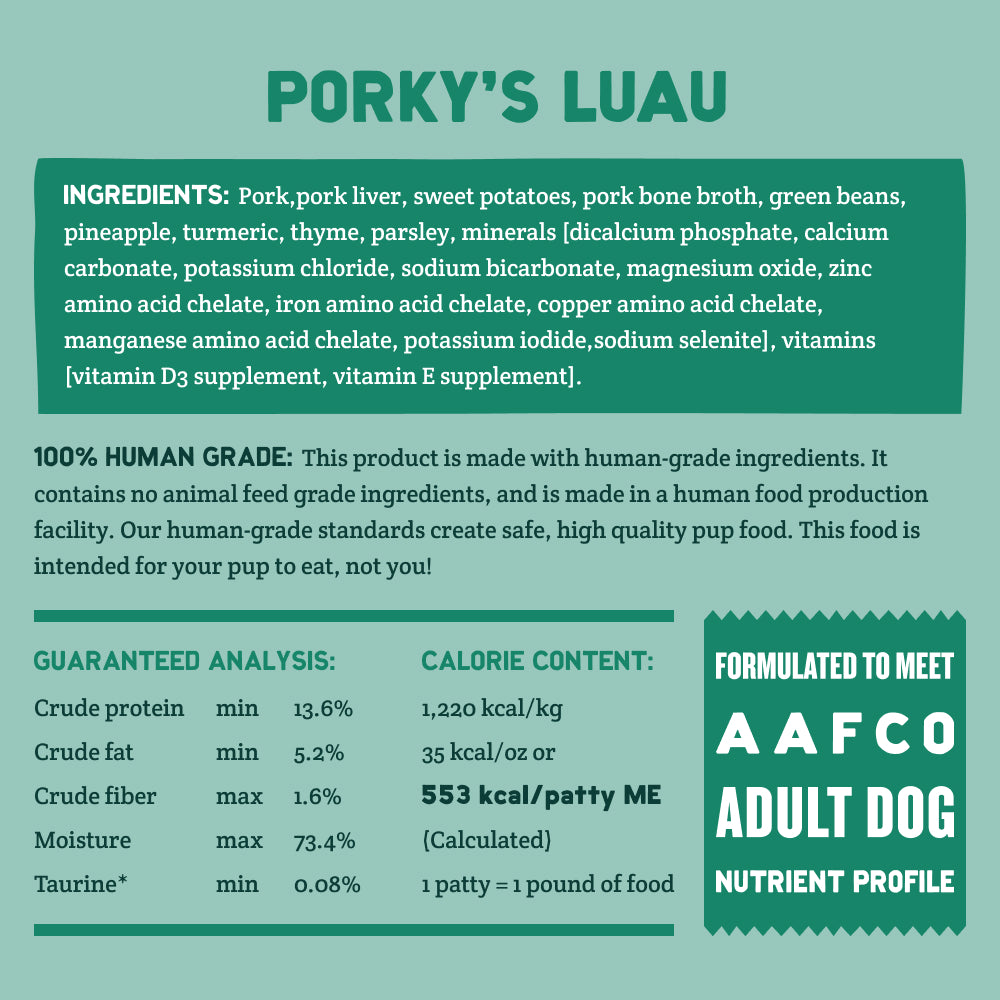 Porky's Luau Nutrition Facts
