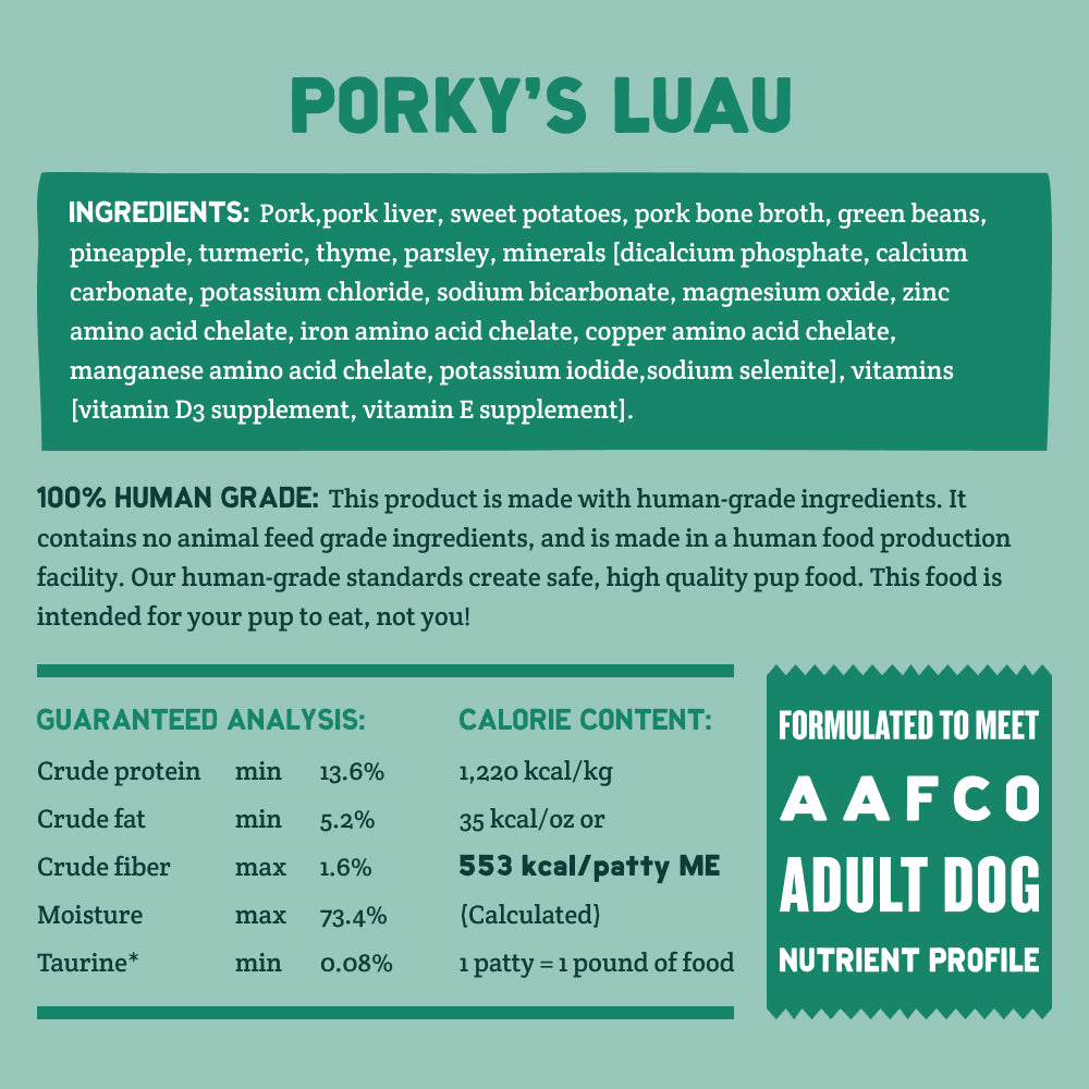 Porky's Luau (3lb) Nutrition Facts